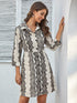 Snakeskin Print Button Front Shirt Dress